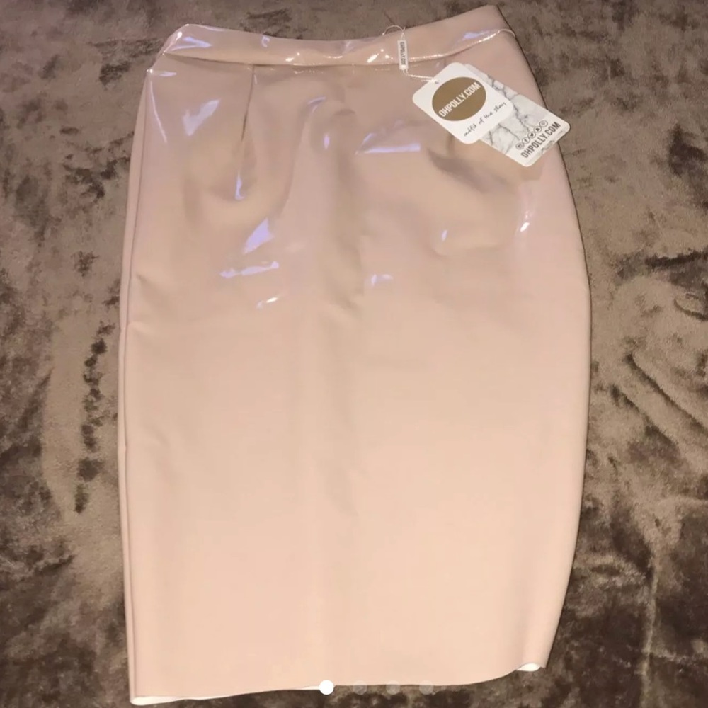BRANDNEW High Waisted Midi Skirt In Nude